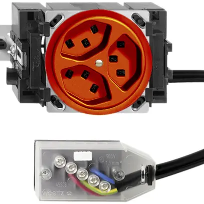 Presa INS 3×T23 16A arancione 53mm L1 FH per Technofil 