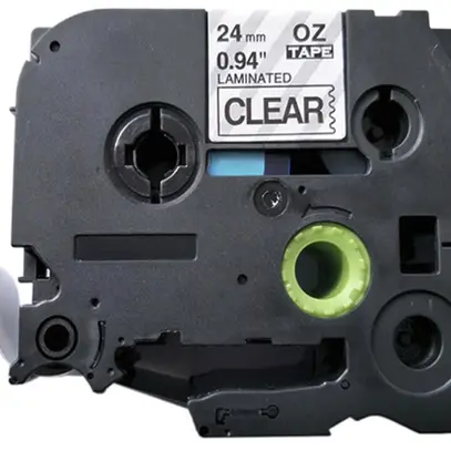Cassette ruban compatible avec OZE-151, 24mm×8m, transparent-noir 