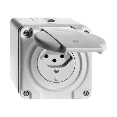 Presa AP bagnato T13 bianco FH con LED verde 