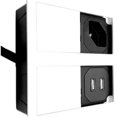 EB- oder UP-Steckdose 2×Typ 13 + 2×USB Karch VersaHIT, mit Kabel, weiss RAL 9010 