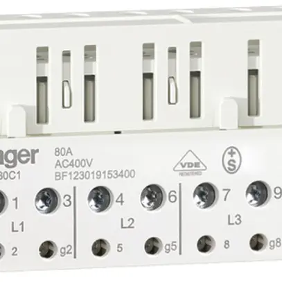 Borne à fiches pour compteur Hager 400V 80A 2.5…35mm² 15 pièces 