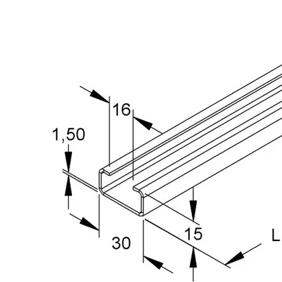 Barre profilée C 30×15mm L=2m zinguée à chaud par immersion 