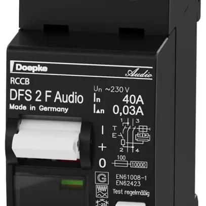 Interrupteur différentiel Doepke 40A 30mA audio RCCB type F, N gauche 