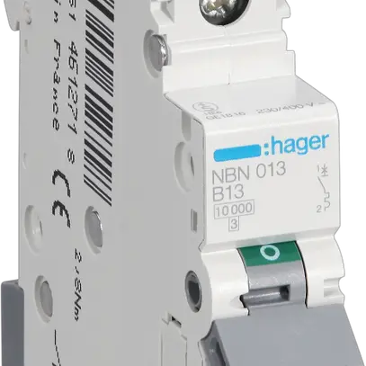 Leitungsschutzschalter Hager MCB 1P 230V Typ B 13A Icn 10kA Icu 15kA 1TE 