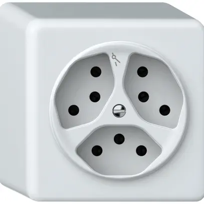Presa AP origin 3×tipo 13 1×S 10A 230V 88×88×54mm bianco 