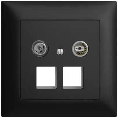 Prise multimédia 19dB ENC Edue FMI, prise de passage, pour 2×RJ45 Keystone, noir 