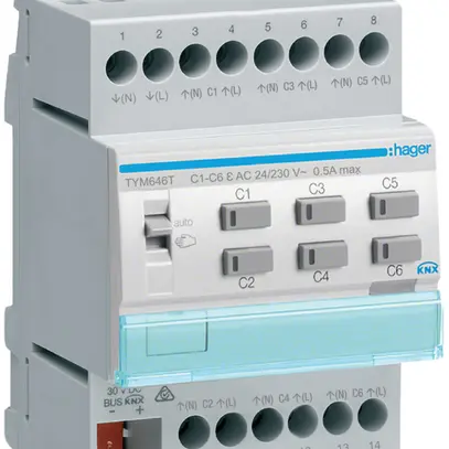 Actionneur de chauffage AMD Hager TYM646T KNX ETS sextuple 