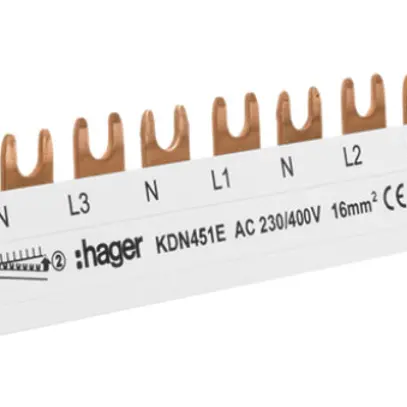 Peigne de raccordement Hager 3L fourche 16mm² 80A 1000×54mm blanc 