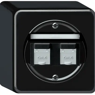 Boîte de raccordement AP origin 2×RJ45 8(8) cat.6 oblique 88×88×54mm noir 