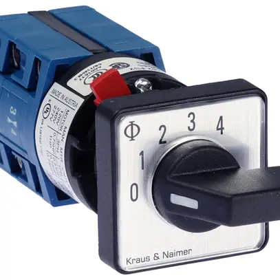 Interruttore a graduazione INS K&N CG4.A242.FS2, 10A/400V 1L 30×30mm "0-1-2-3-4" 