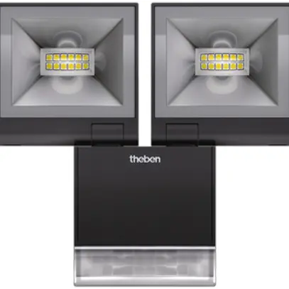 Projecteur LED theLeda S20, 20W 1680lm 3000K, avec détecteur de mouvement, noir 