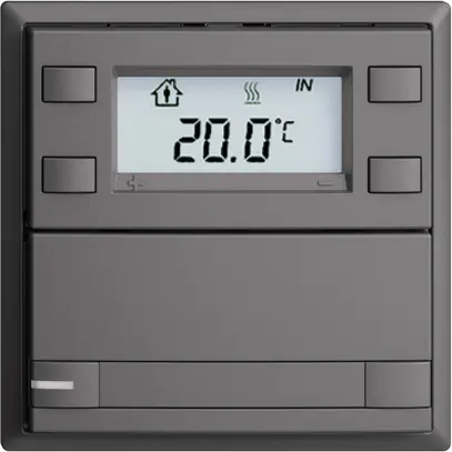Poussoir RTH ENC KNX 1× EDIZIOdue F gris foncé, avec pap.+LED RGB 