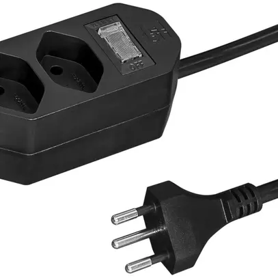Presa multipla COMPACT 1.5m 2×T13 con interruttore, nero 
