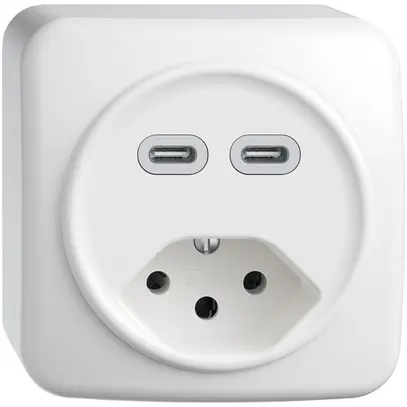 Prise de charge USB AP STANDARDdue SNAPFIX® USB C+C/T13 3A 230V AC bc 