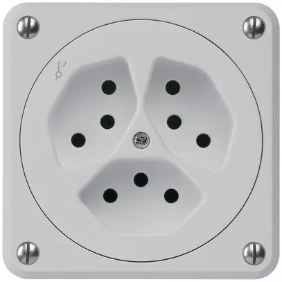UP-Steckdose robusto 3×Typ 13/1 grau ohne Klappdeckel 