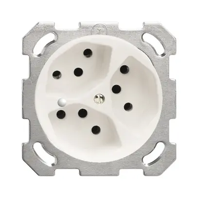 Prise ENC FH 3×T13 blanc, avec LED vert 