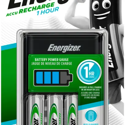 Chargeur Energizer 1-Hour, avec 4×accumulateurs AA NiMH à 2300mAh 