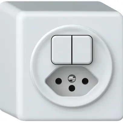 Combinazione AP origin 2×tasti 2CO+T13 1P 0<1 10A 230V 88×88×54mm bianco 