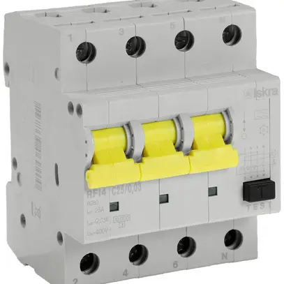 Disgiuntore differenziale ISKRA RFI4 4P caratteristica C 25A 0.03A tipo A 4UM 