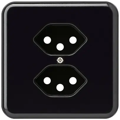 Placca di copertura basico 2×tipo 13 nero con protezione bambini 