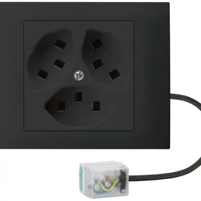Prise INC Hager kallysto, 3×T23, avec G3 et adaptateur Power L1, T, noir 
