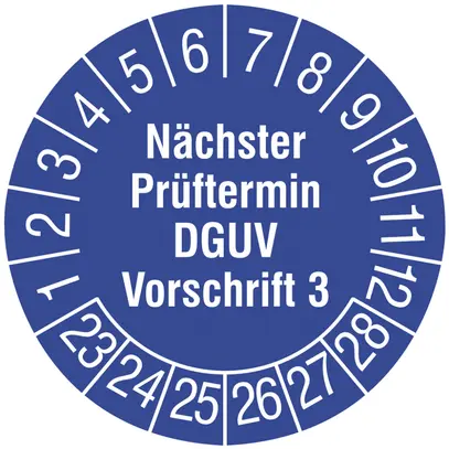 Targhetta di controllo CIMCO 108×Nächster Prüftermin DGUV V3 2023 Ø30mm blu 