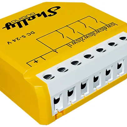 Ingresso binario RF INS Shelly Wave i4 DC 4×ingr Z-Wave 5…24V DC giallo 
