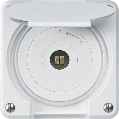 Contact pivotant à clé carrée ENC robusto IP55 blanc avec clapet 1P combi 