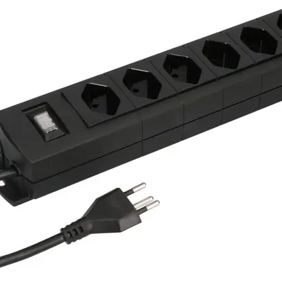 Presa multipla MH 6×T13 Prime-Line Td 3×1mm² 5m nero interruttore 