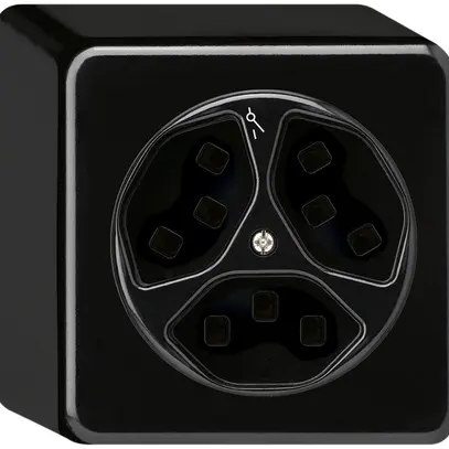 Presa AP Hager basico 3×tipo 23 1×S Q nero 