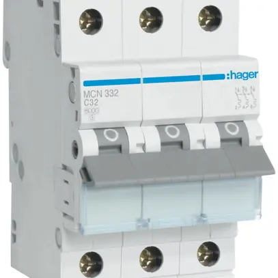 Disjoncteur Hager MCB 3P 415V type C 32A Icn 6kA 3UM 