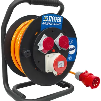 Eurouleur de câble Steffen en matière synthétique 1×CEE16/5+2×T25 5×1.5mm² 30m 