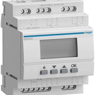 Interrupteur horaire Hager digital multifonction 4 can. Bluetooth 4 inv.16A 2UM 