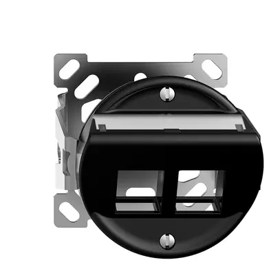 Kit montaggio AP Sdue, con cappa di uscita obliqua p.2×Keystone nero 