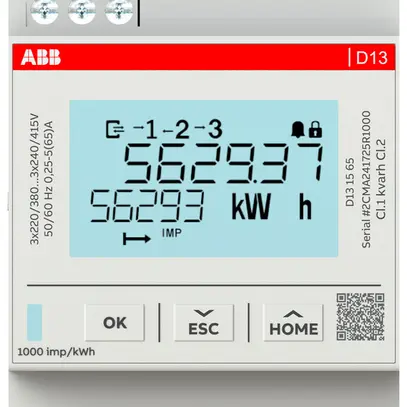 REG-Energiezähler ABB D13 15 65 3LN 65A Zweitarif S0 3TE 
