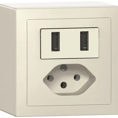 Prise de charge USB+T13 AP SIDUS 240V max.2400mA blanc 