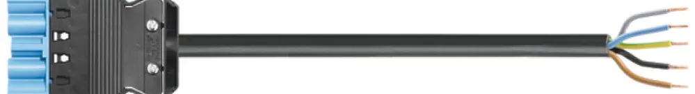 Cavo di allacciamento Wieland GST18i5 5×1.5mm² 250V+n.SELV 16A 1m blu spina, Cca 