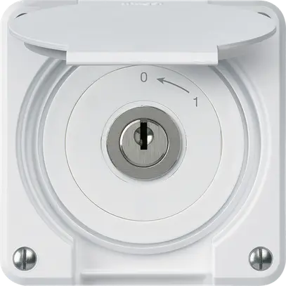 Contatto rotativo a chiave INC robusto IP55 bianco con coperchio 2P combinazione 
