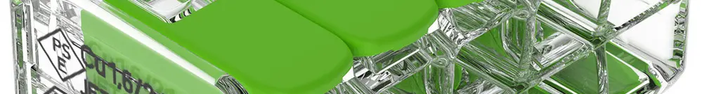 Morsetto di connessione WAGO Green Range 10L 0.2…4mm² con leva verde trasparente 