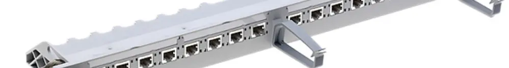 Pannello patch 19"R&M 1UA Rack 16×RJ45/s freenet cat.5e grigio 
