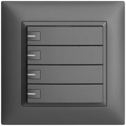 Poussoir univ. ENC 4×1t bornes enf. EDIZIOdue gris foncé, avec LED 