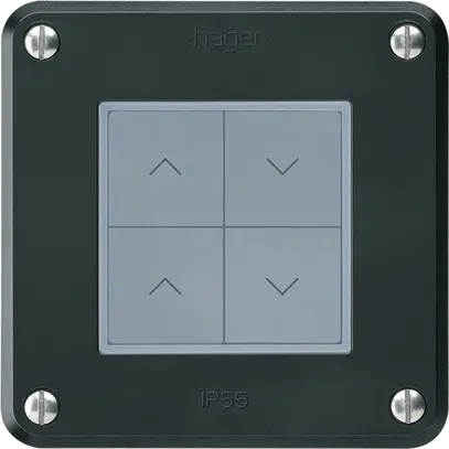 Poussoir pour stores KNX Hager BA robusto A quadruple 86×86mm noir 