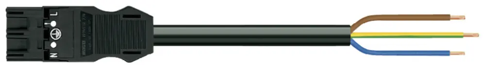 Cavo di raccordo MIDI 3×2.5mm² 20A 250V 3m cod.A spina-libera nero Cca 