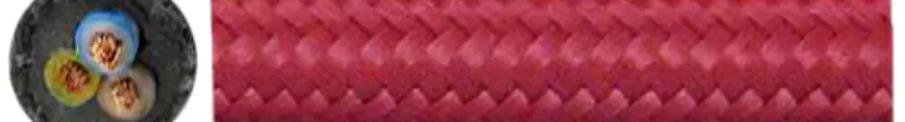 Câble textile Roesch H03VV-F 3×0.75mm² LNPE rond, soie artificielle, bordeaux 