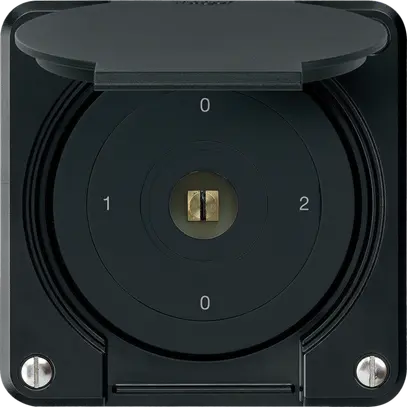 Interrupteur à clé carrée ENC robusto IP55 avec clapet S2/1P noir combi 