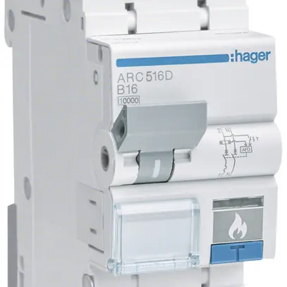 Interruttore protezione tagliafuco Hager AFDD+disgiuntore, 1P+N 10kA B13A 