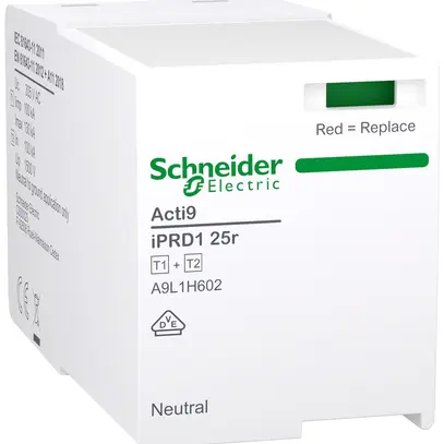 Module enfichable Acti9 iPRD 25r type 1+2 N-PE 1P 100kA 240V TN-S TT 2UM 