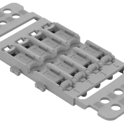 Befestigungsadapter WAGO mit Zugentlastung 8×4mm² Schraubbefestigung grau 