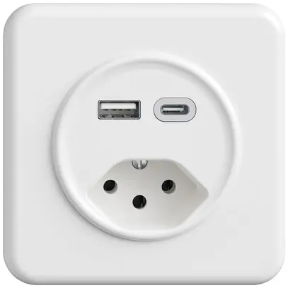Prise de charge USB ENC STANDARDdue SNAPFIX® USB A+C/T13 3A 230V AC bc 