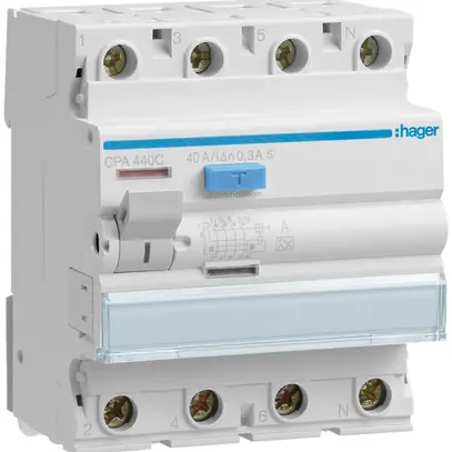 Interrupteur différentiel Hager RCCB (RCD) 4P 400V 0.3A type A S 40A 4UM 